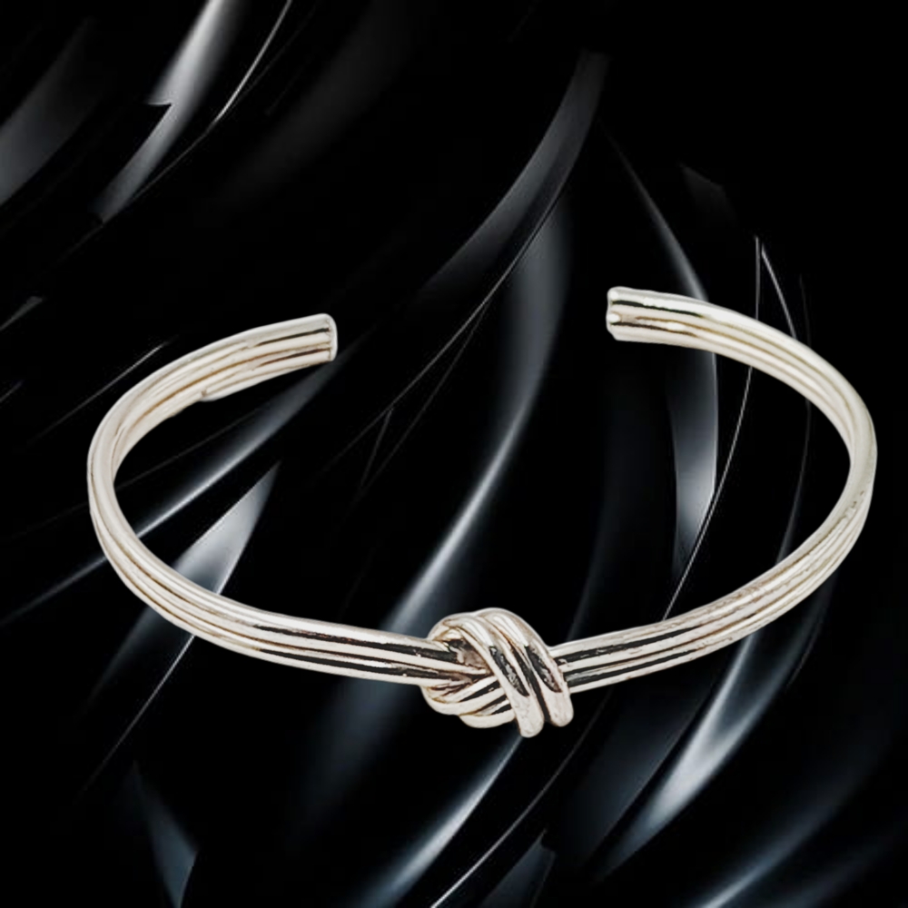 Silver Tone Knot Bangle Bracelet